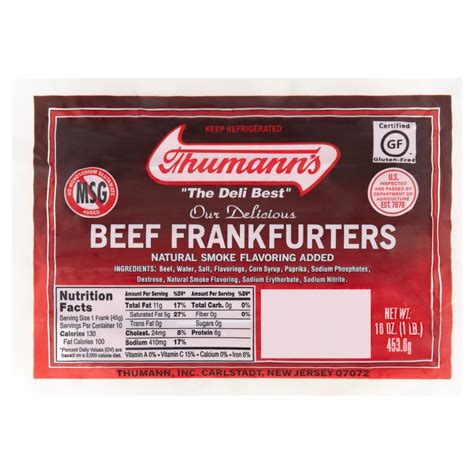 Thumann's Beef Frankfurters, 10 count, 16 oz, - ShopRite