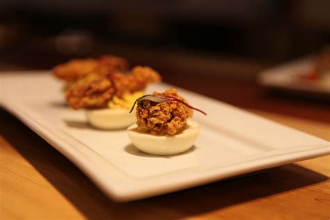 Restaurant IPO - Bayou Eggs | Fried oyster atop a delicious deviled egg