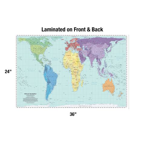 Snapklik.com : Updated Peters Projection World Map Laminated 36" X 24 ...