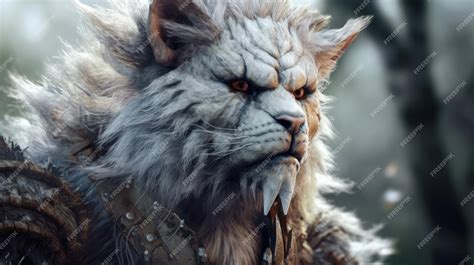 Premium AI Image | A white furry animal with sharp teeth