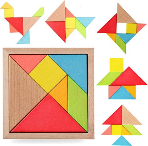 Simple Days Wooden Tangram Puzzle Intelligent Blocks for Kids : Amazon ...