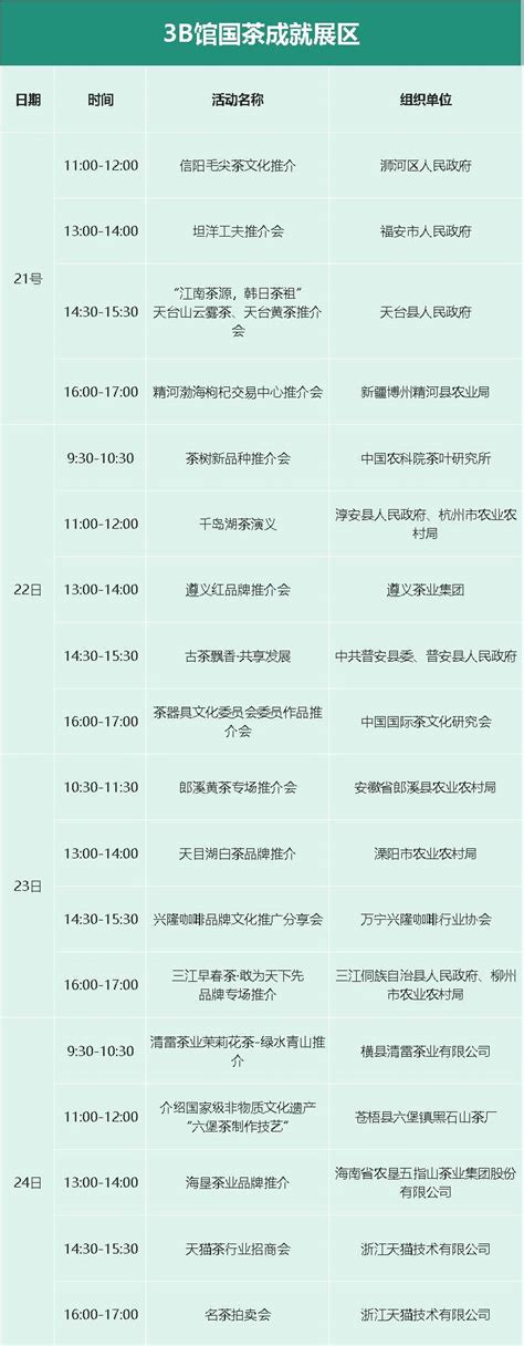 2021年杭州茶博会时间表一览_活动