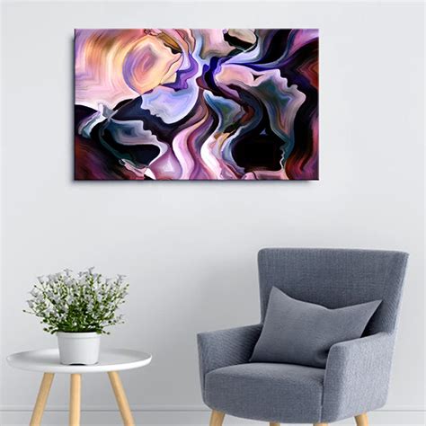 999STORE Wooden Stretched Framed Acrylic Abstract Lady Face Canvas Wall ...