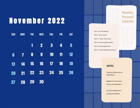 Nov 2022 Calendar