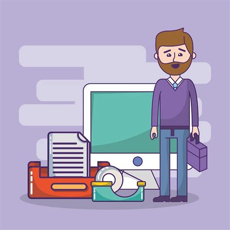 Caricature d'espace de travail employé bureau | Vecteur Premium