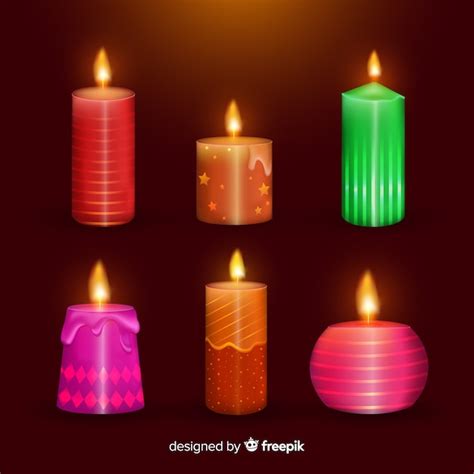 Realistische kerst kaars collectie | Gratis Vector