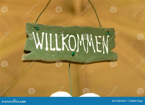 Willkommen- a Warm German Welcome Sign Stock Image - Image of plaque ...