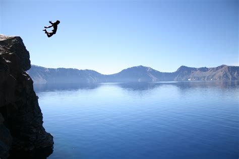 cliff jumping, nature, jump off, person, mountain, sky, photography ...