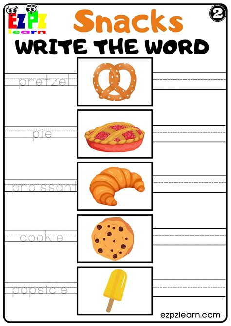 Snacks Worksheet 的图像结果
