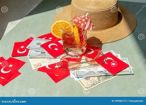 Turkish Flag and Money Lira and Dollars. Stock Photo - Image of inclusive, closeup: 259985172