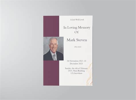 Grey and Burgundy Elegant Funeral Program Template