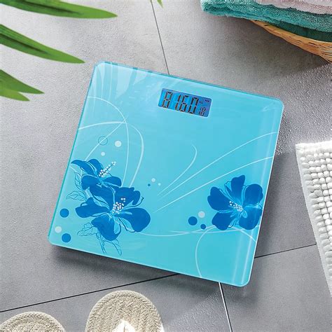 Digital Slimline Bathroom Scales - Stylish Flower Glass, Easy to Read ...