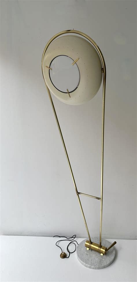 Floor lamp in brass, marble and lacquered metal by Angelo Lelii for ...