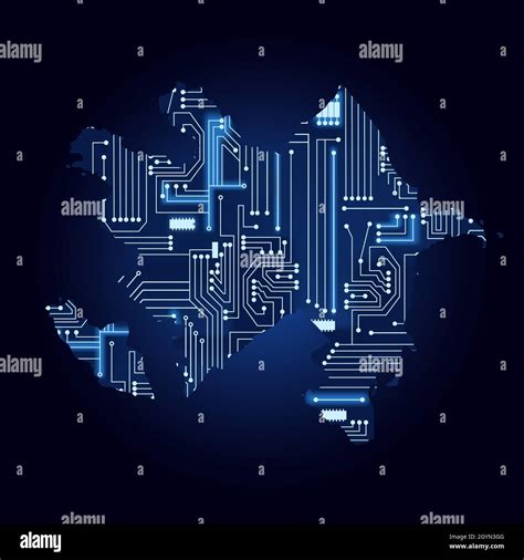 Contour map of Azerbaijan with a technological electronics circuit Stock Vector Image & Art - Alamy