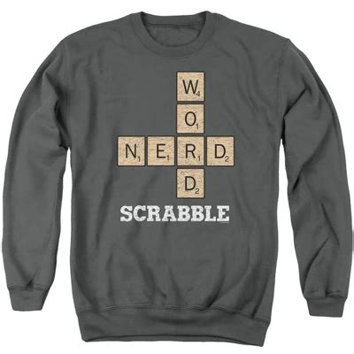 Scrabble Word Nerd Adult Crewneck Sweatshirt Charcoal Medium : Target