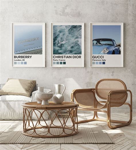 Luxury Fashion Perfumes Blue Wall Art Set of 3 Home Decor Painting ...