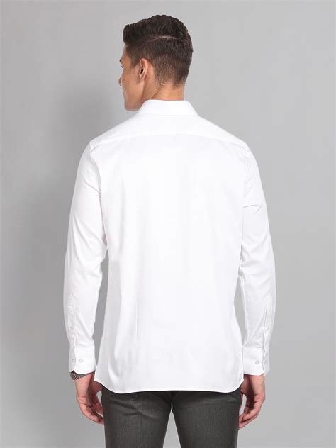 Buy AD By Arvind Solid Twill Formal Shirt White Online