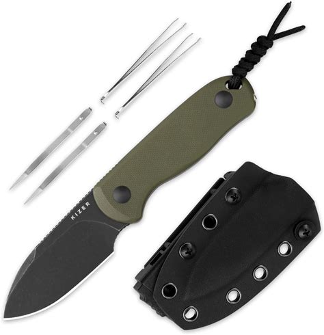 Amazon.com: Kizer Drop Bear Fixed Blade Knife, 2.57" Black Stonewash D2 ...