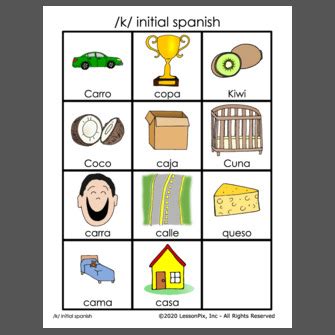 /k/ initial spanish