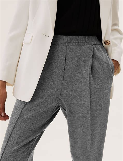 Buy Jersey Tapered Ankle Grazer Trousers at Marks & Spencer