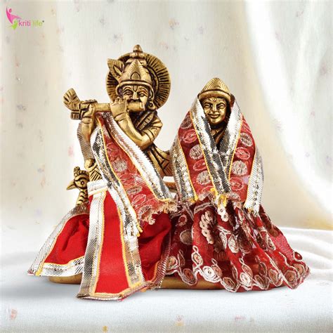 Red Radha Krishna Dress Set for 4 Inch Idol – Embroidered Vastra with ...