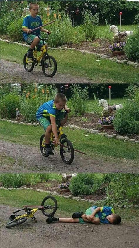 Bike accident kid, stick in wheel Blank Template - Imgflip
