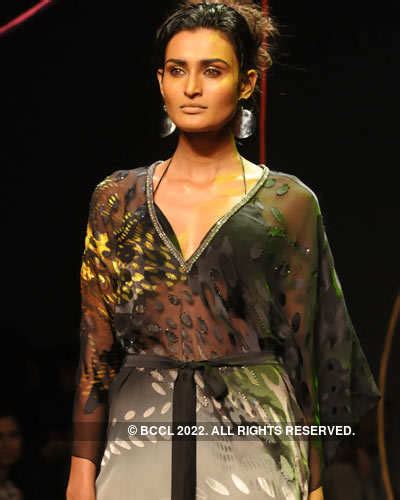 A model presents a creation by designer Satya Paul during Day 1 of ...