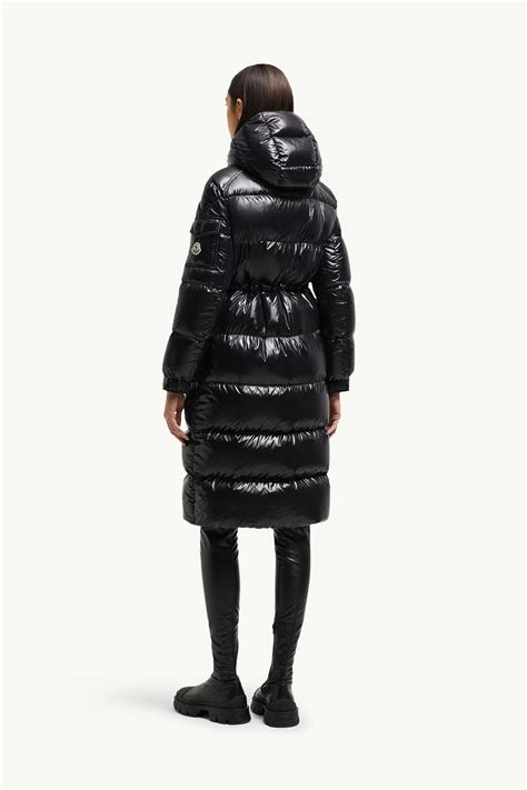 Black Cavettaz Hooded Long Down Jacket - Long Down Jackets for Women ...