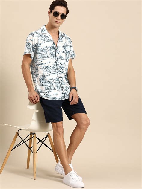 White: Half Sleeves Cuban Collar Casual Floral Printed Shirt – Dennison ...