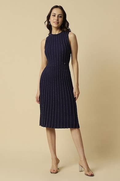Buy Women Navy Striped Casual Dress Online - 39748210 | Allen Solly