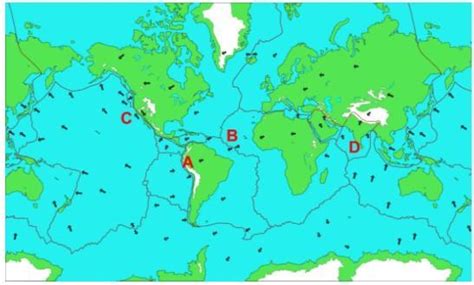 Which plate boundary below shows a converging boundary creating a ...