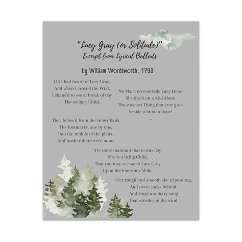 Ballad of Lucy Gray Matte Poster, Poem, William Wordsworth, Literary ...