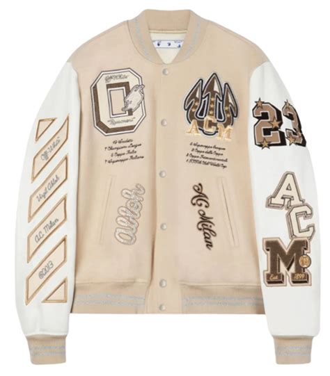 Off-White × AC Milan Logo Beige Varsity Jacket | WHAT’S ON THE STAR?