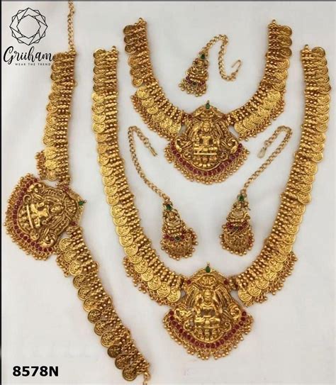 Gold Finish Kasu Laxmi Combo Bridal Sets 8578N – Griiham