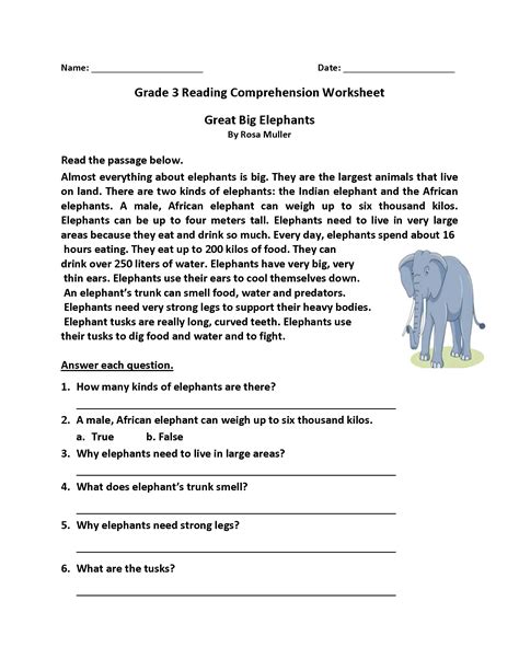 Homework Sheets to Print | 3rd grade reading comprehension worksheets ...