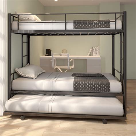 Amazon.com: HomJoones Heavy Duty Metal Bunk Bed Twin Over Full Size ...
