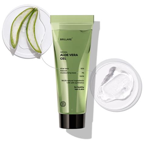 Brillare Pure Aloe Vera Gel | Light Weight & Non-Greasy | For Hydrated ...