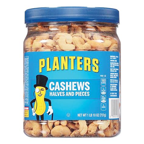 Salted Cashew Halves and Pieces, 26 oz Canister - Zuma