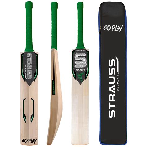 Strauss Slogger Cricket Bat | Kashmir Willow | Cricket Bat with Grip ...