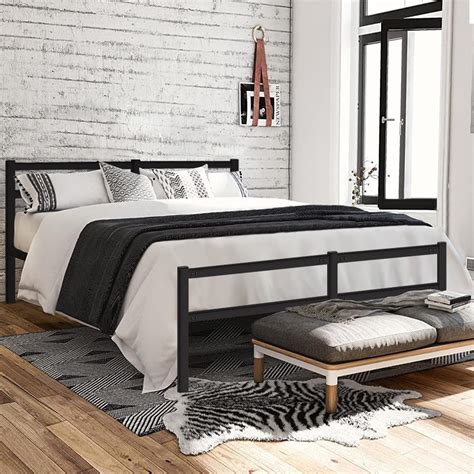 Metal Bed Frame Queen Size with Vintage Headboard and Footboard ...