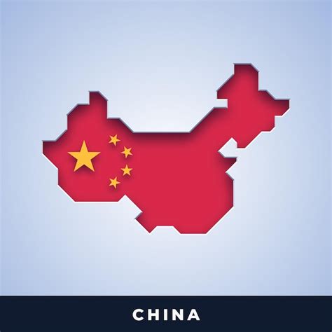 Mapa da China com bandeira | Vetor Premium