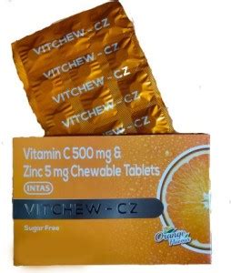 INTAS Vitchew-CZ Vitamin-C & Zinc Sugar Free Chewable Tablets (Orange ...