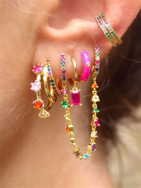 6 Pcs Luxury 24K Gold Plated Cubic Zirconia Dangle Earrings For Women ...