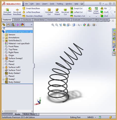 Image result for Model Bent Spring SolidWorks