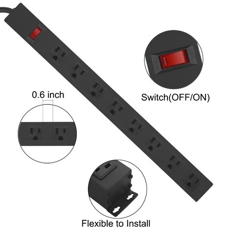 Metal 8 Outlet Mountable Power Strip, Wall Mount Outlet Power Strip ...