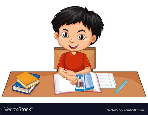 Boy Doing Homework Clipart - Homework Clip Art - Royalty Free