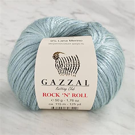 Gazzal Rock'N'Roll Yarn, 50grams, 115Meters (Pack of 1, Ice Blue ...