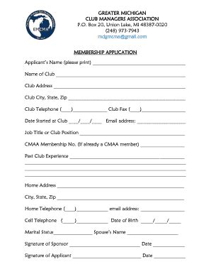 Fillable Online gmcma DETROIT CLUB MANAGERS ASSOCIATION - gmcma Fax ...