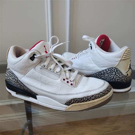 Nike Air Jordan 3 Retro White Cement 2010 136064-105 White Black Red ...