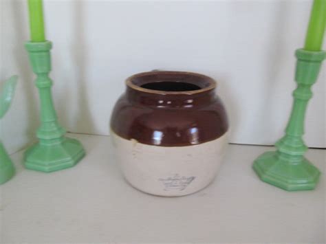 Antique Bean Pot Crockery Stoneware Jug Crock Cobalt Blue 2 Quart ...